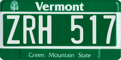 VT license plate ZRH517
