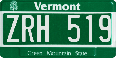 VT license plate ZRH519