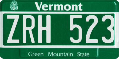 VT license plate ZRH523