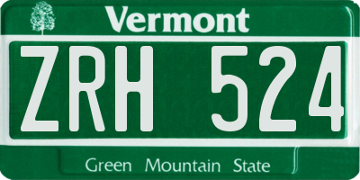 VT license plate ZRH524