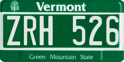 VT license plate ZRH526