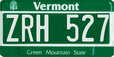 VT license plate ZRH527