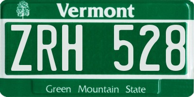 VT license plate ZRH528