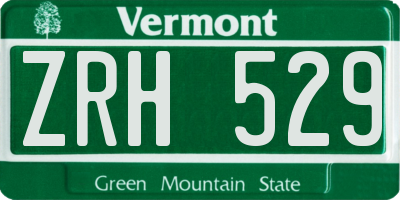 VT license plate ZRH529