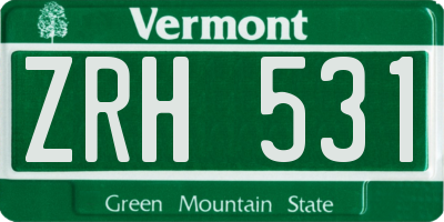 VT license plate ZRH531