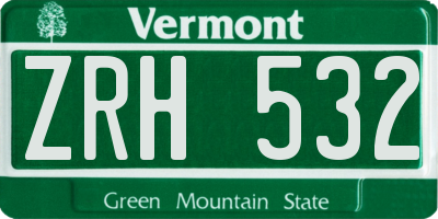 VT license plate ZRH532