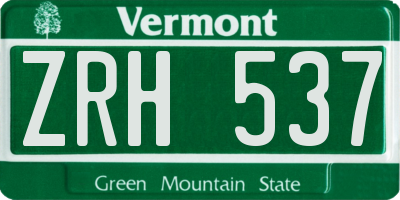 VT license plate ZRH537