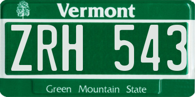 VT license plate ZRH543