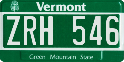 VT license plate ZRH546