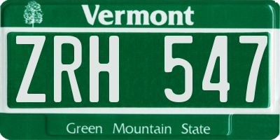 VT license plate ZRH547