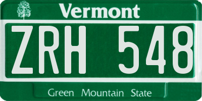 VT license plate ZRH548