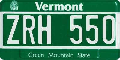 VT license plate ZRH550