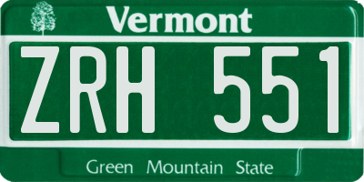 VT license plate ZRH551