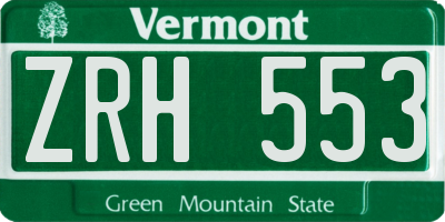 VT license plate ZRH553