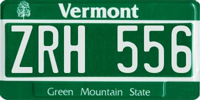 VT license plate ZRH556