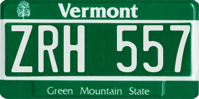VT license plate ZRH557
