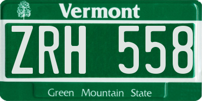 VT license plate ZRH558