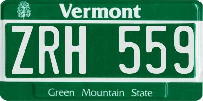 VT license plate ZRH559