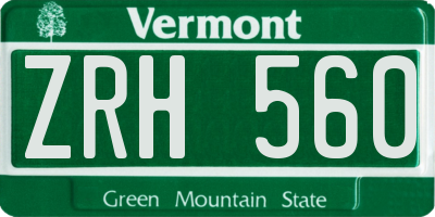 VT license plate ZRH560