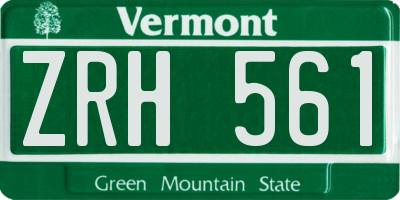 VT license plate ZRH561