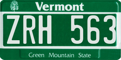 VT license plate ZRH563