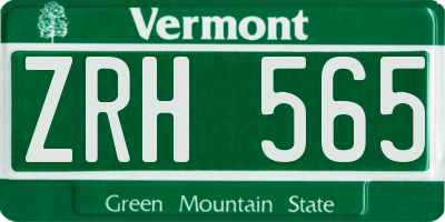 VT license plate ZRH565