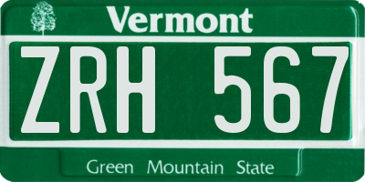 VT license plate ZRH567
