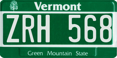 VT license plate ZRH568