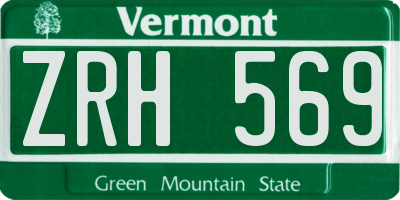 VT license plate ZRH569