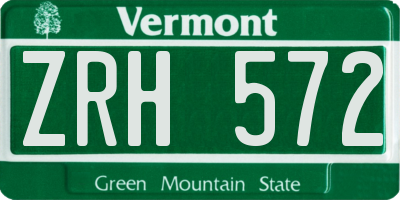 VT license plate ZRH572