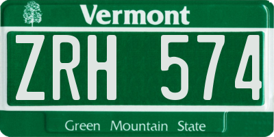 VT license plate ZRH574
