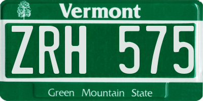 VT license plate ZRH575