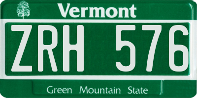 VT license plate ZRH576