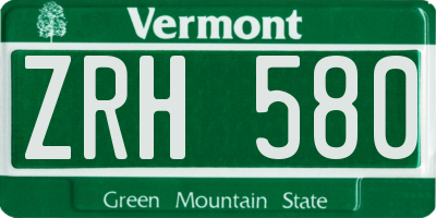 VT license plate ZRH580