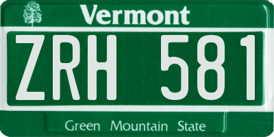 VT license plate ZRH581