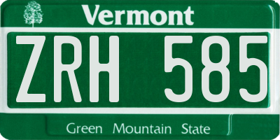 VT license plate ZRH585
