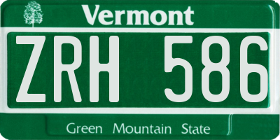 VT license plate ZRH586