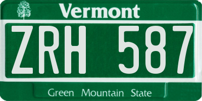 VT license plate ZRH587