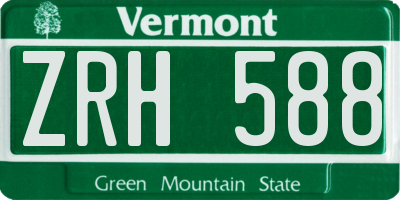 VT license plate ZRH588