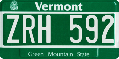 VT license plate ZRH592