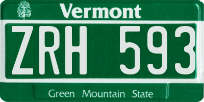 VT license plate ZRH593