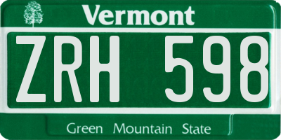 VT license plate ZRH598