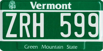 VT license plate ZRH599