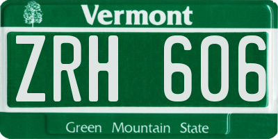 VT license plate ZRH606