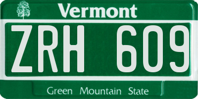 VT license plate ZRH609