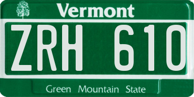 VT license plate ZRH610
