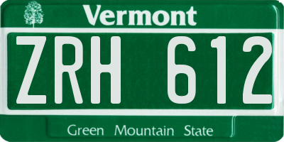 VT license plate ZRH612