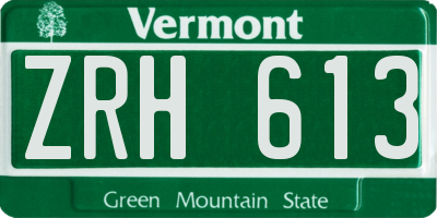 VT license plate ZRH613