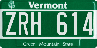 VT license plate ZRH614