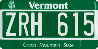 VT license plate ZRH615